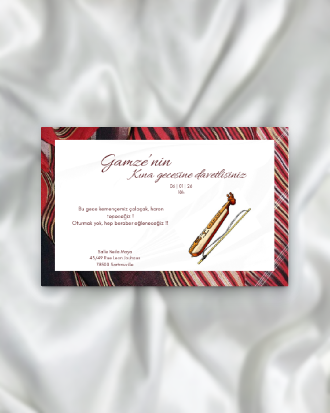 Kına Davetiyesi / Carte d'invitation Soirée Henné SEDesigns