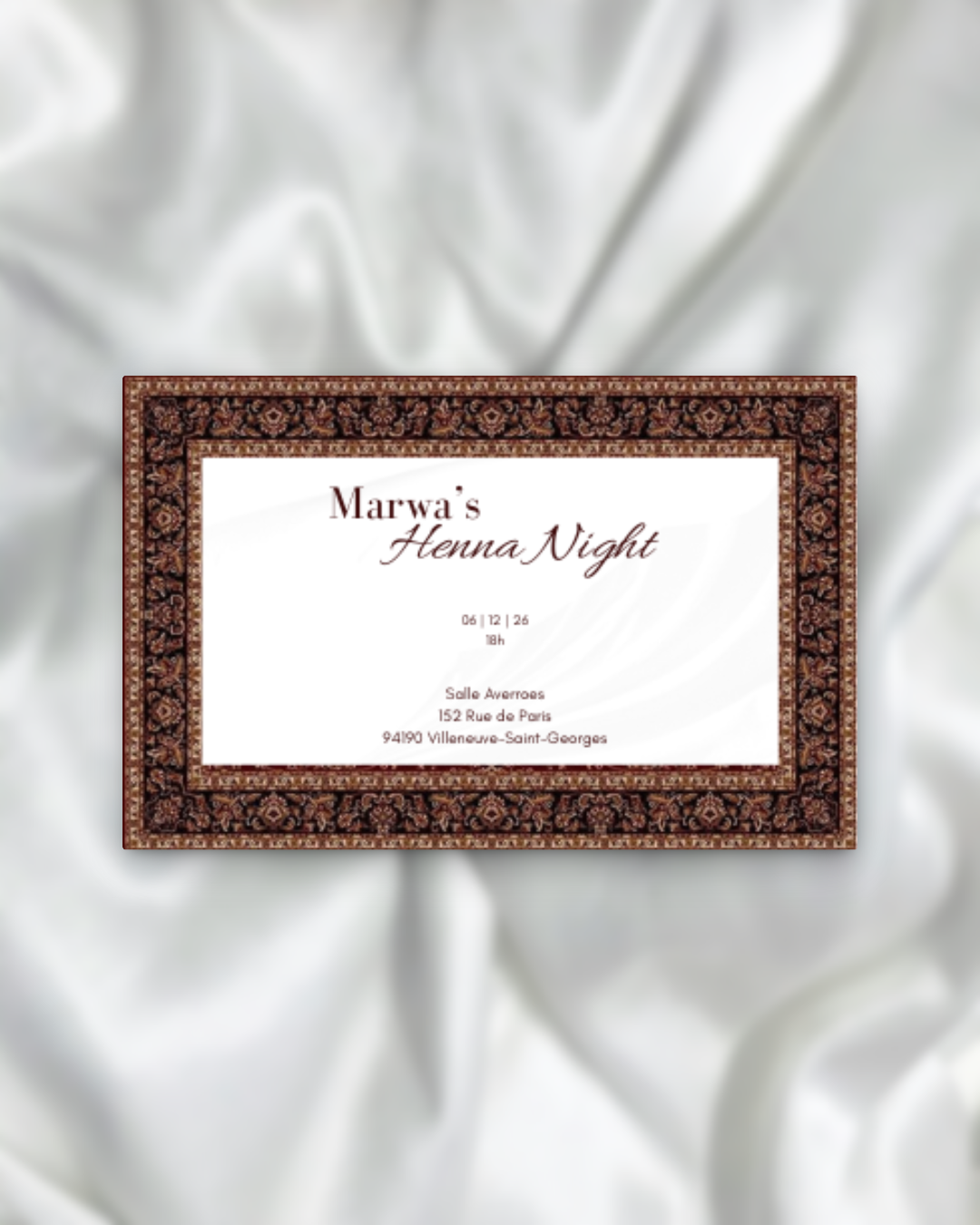 Kına Davetiyesi / Carte d'invitation Soirée Henné SEDesigns