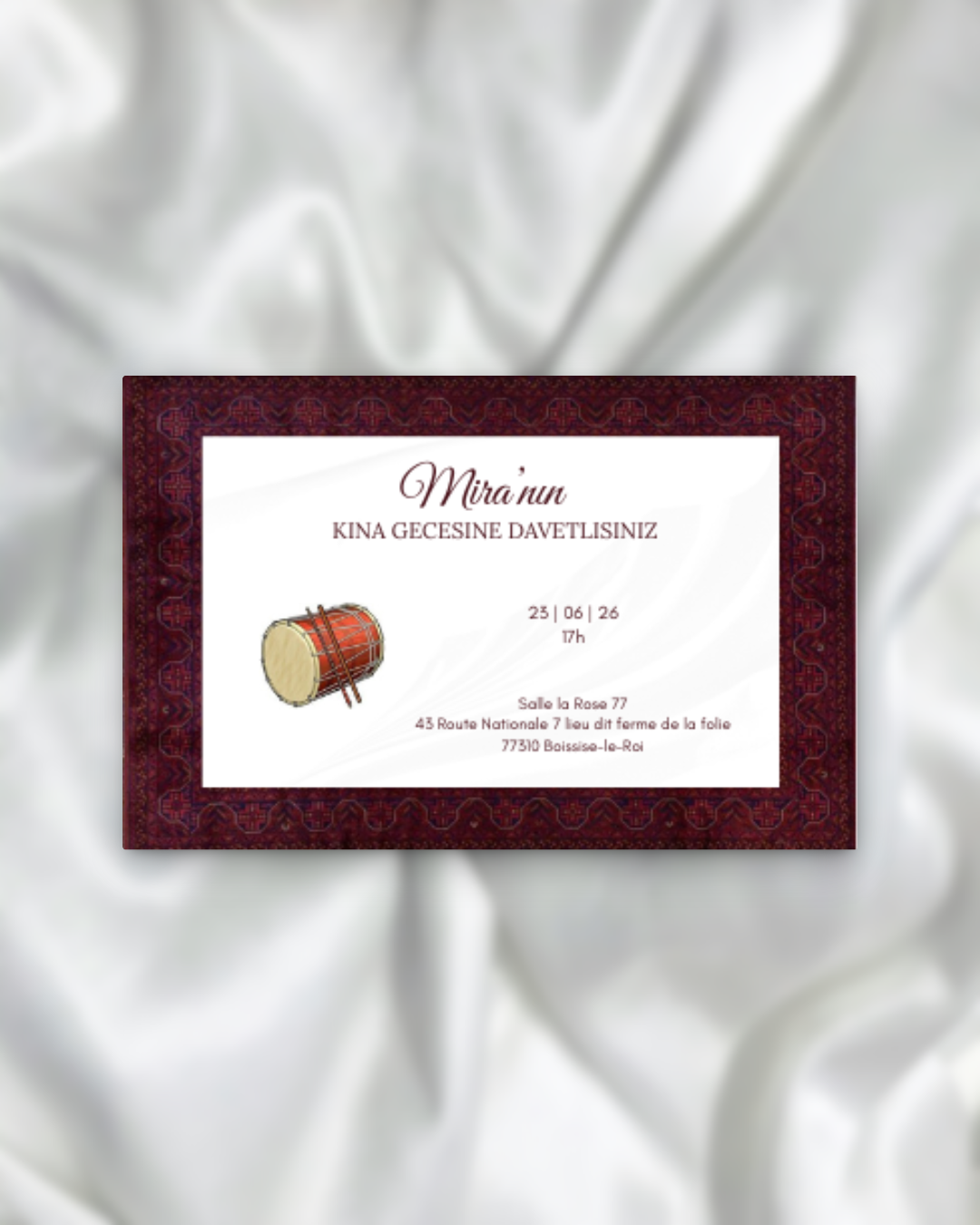 Kına Davetiyesi / Carte d'invitation Soirée Henné SEDesigns