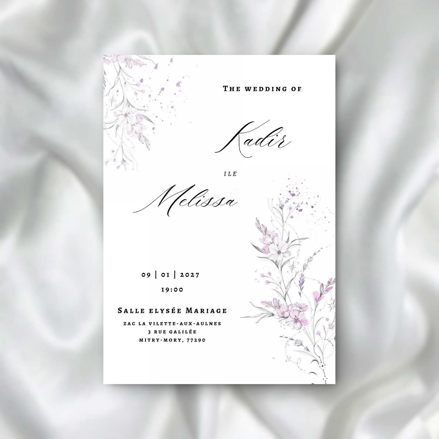 Faire-part de Mariage Raffiné et Floral SEDesigns