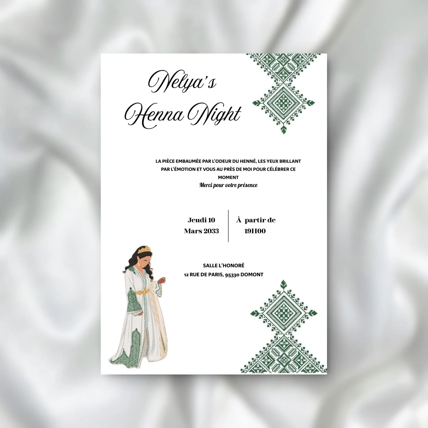 Carte d'invitation Soirée Henné SEDesigns