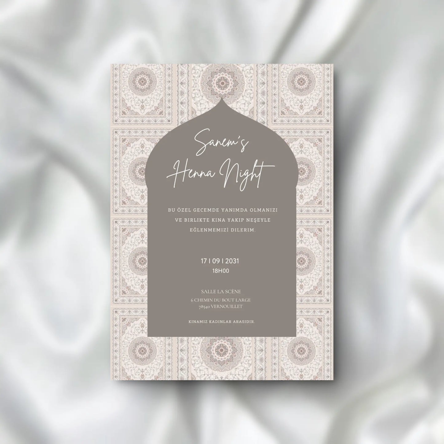 Kına Davetiyesi / Carte d'invitation Soirée Henné Designs Tapis SEDesigns