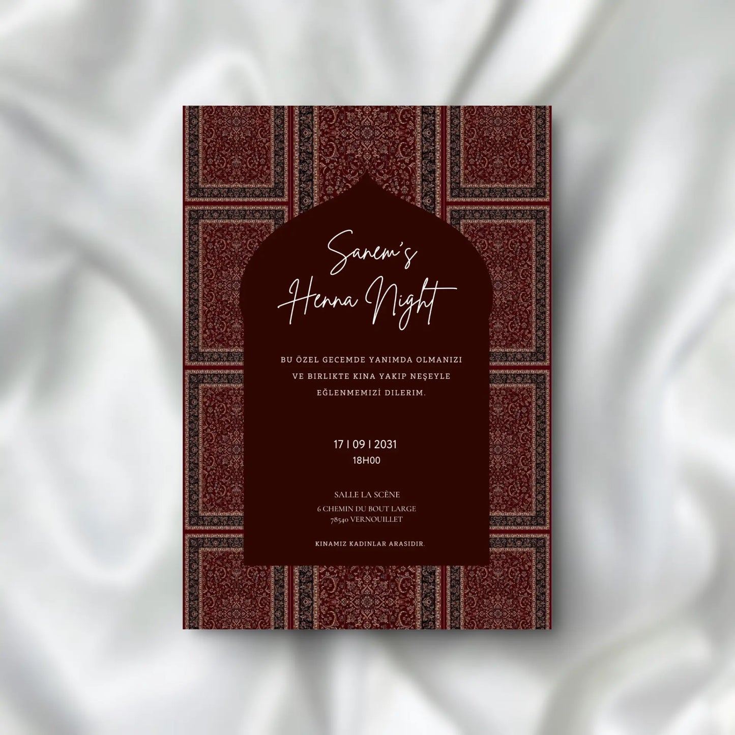 Kına Davetiyesi / Carte d'invitation Soirée Henné Designs Tapis SEDesigns