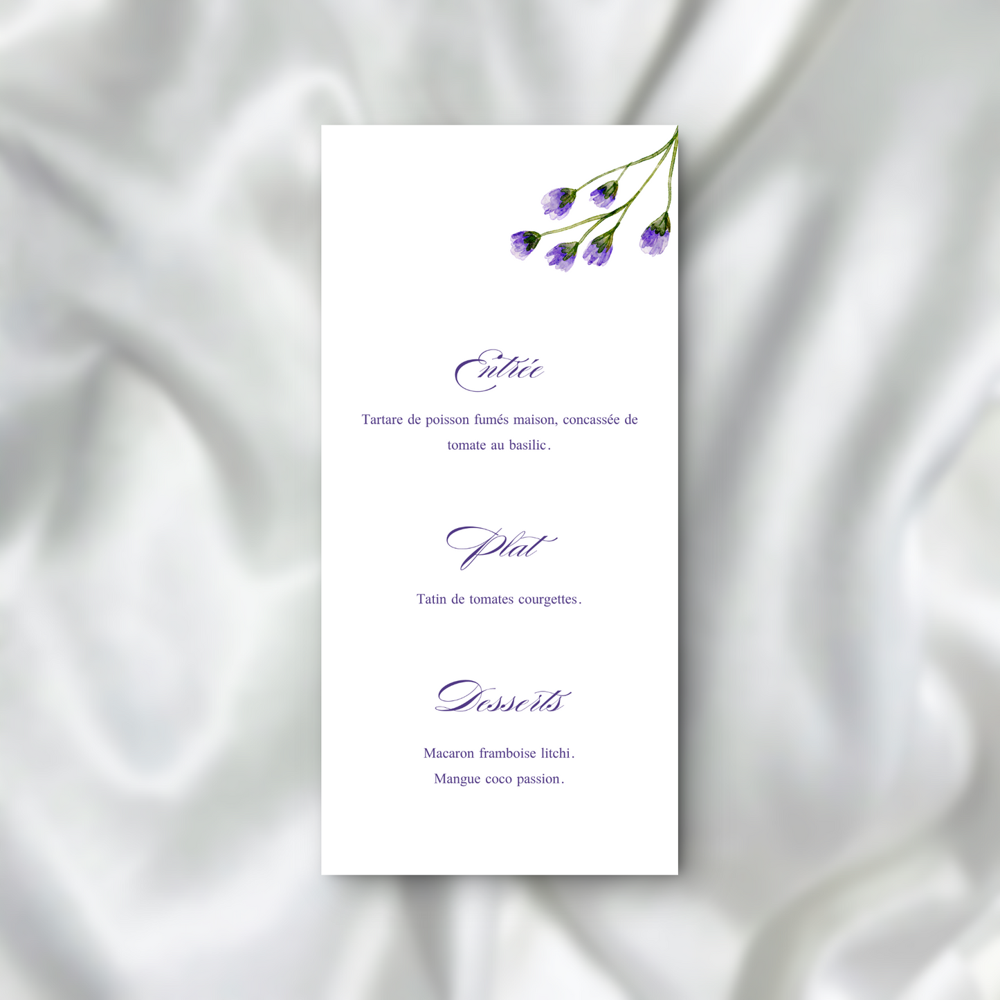 Menu Douceur Florale SEDesigns