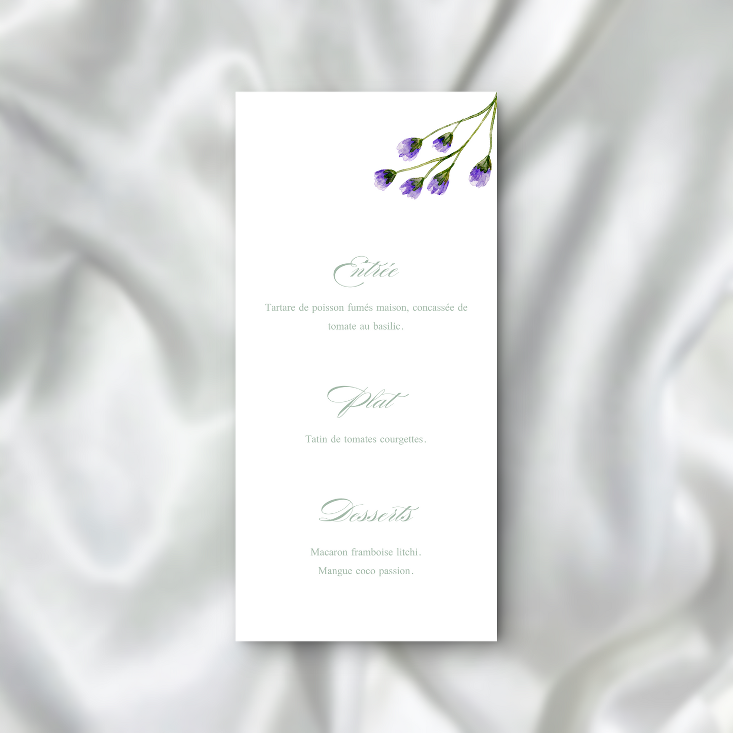 Menu Douceur Florale SEDesigns