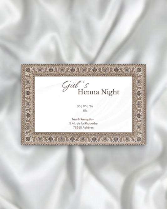 Kına Davetiyesi / Carte d'invitation Soirée Henné SEDesigns
