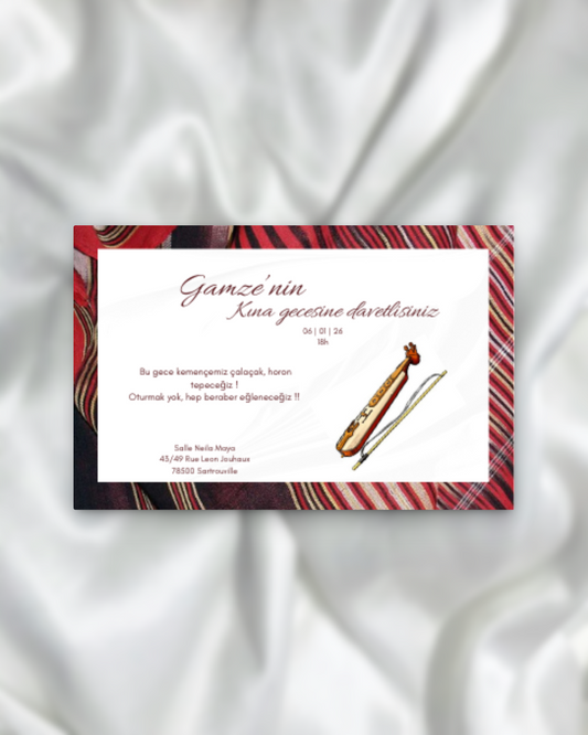Kına Davetiyesi / Carte d'invitation Soirée Henné SEDesigns