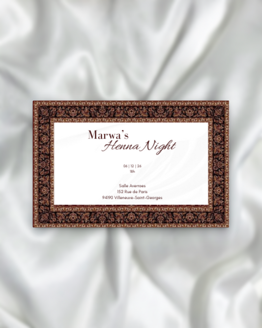 Kına Davetiyesi / Carte d'invitation Soirée Henné SEDesigns