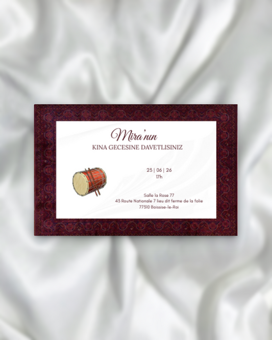 Kına Davetiyesi / Carte d'invitation Soirée Henné SEDesigns