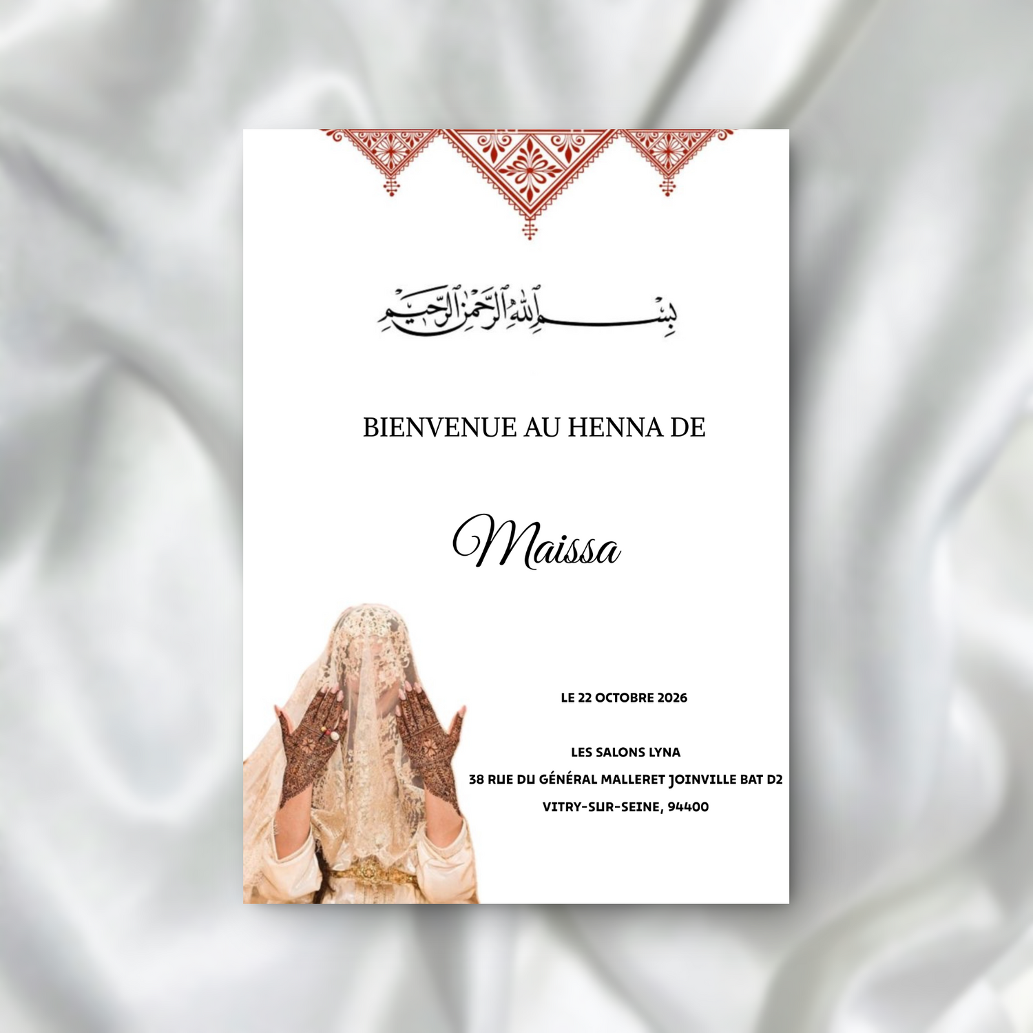 Invitation Henna Traditionnelle et Élégante SEDesigns