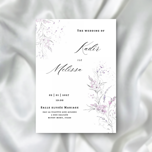 Faire-part de Mariage Raffiné et Floral SEDesigns