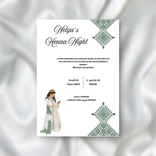 Carte d'invitation Soirée Henné SEDesigns