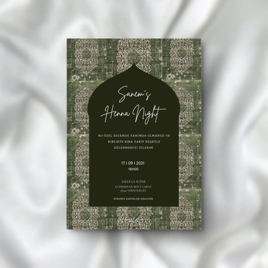 Kına Davetiyesi / Carte d'invitation Soirée Henné Designs Tapis SEDesigns