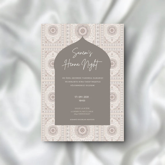 Kına Davetiyesi / Carte d'invitation Soirée Henné Designs Tapis SEDesigns