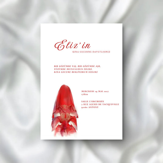 Kına Davetiyesi / Carte d'invitation Soirée Henné SEDesigns