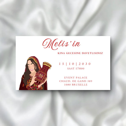 Kına Davetiyesi / Carte d'invitation Soirée Henné SEDesigns