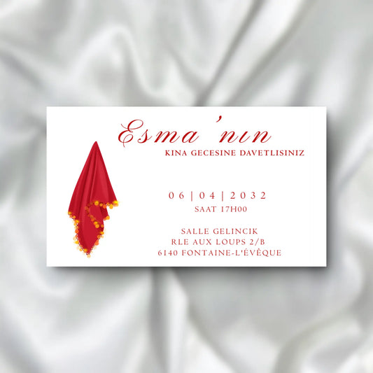 Kına Davetiyesi / Carte d'invitation Soirée Henné SEDesigns