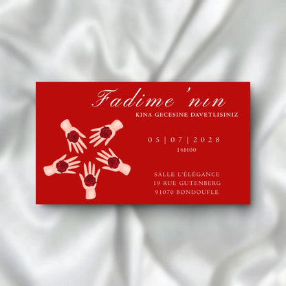 Kına Davetiyesi / Carte d'invitation Soirée Henné SEDesigns