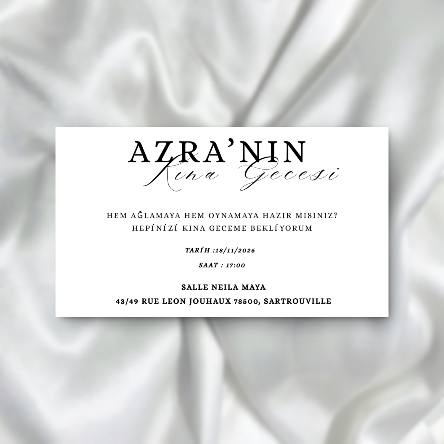 Kına Davetiyesi / Carte d'invitation Soirée Henné SEDesigns