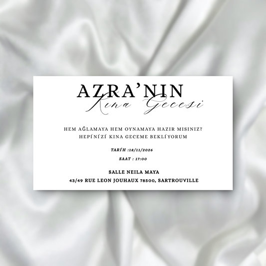 Kına Davetiyesi / Carte d'invitation Soirée Henné SEDesigns