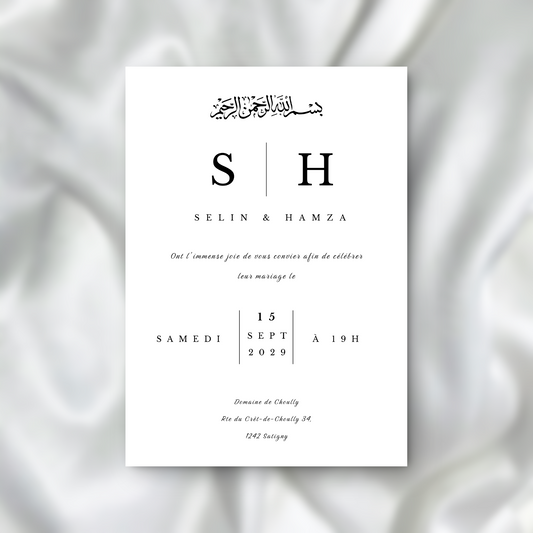 Faire-part de Mariage Élégance Monogramme SEDesigns
